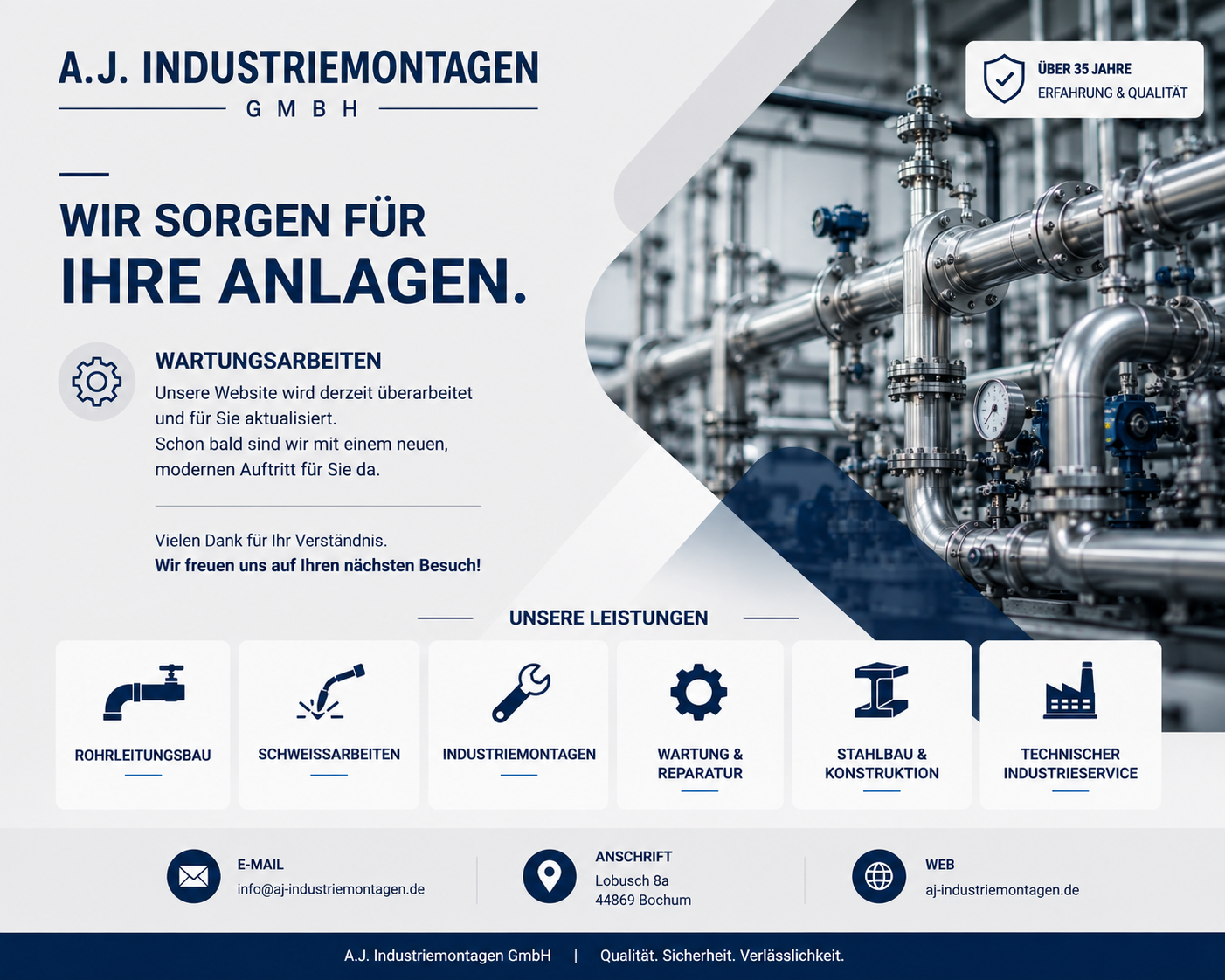 A.J. Industriemontagen GmbH – Wartungsarbeiten und Leistungsübersicht